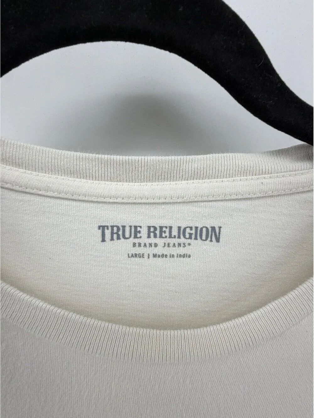 True Religion Men’s Large SS Resort Patch Tee Ivory 100% Cotton Graphic